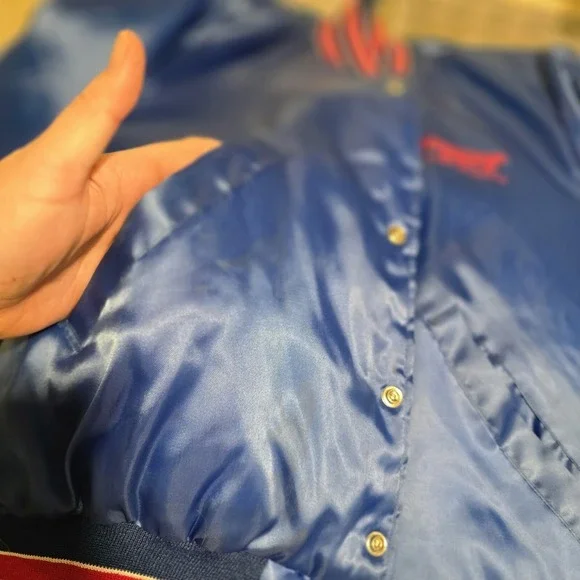 Vintage Snap On Blue Thomas Motors Jacket Size S Satin Snap Front - Picture 6 of 6